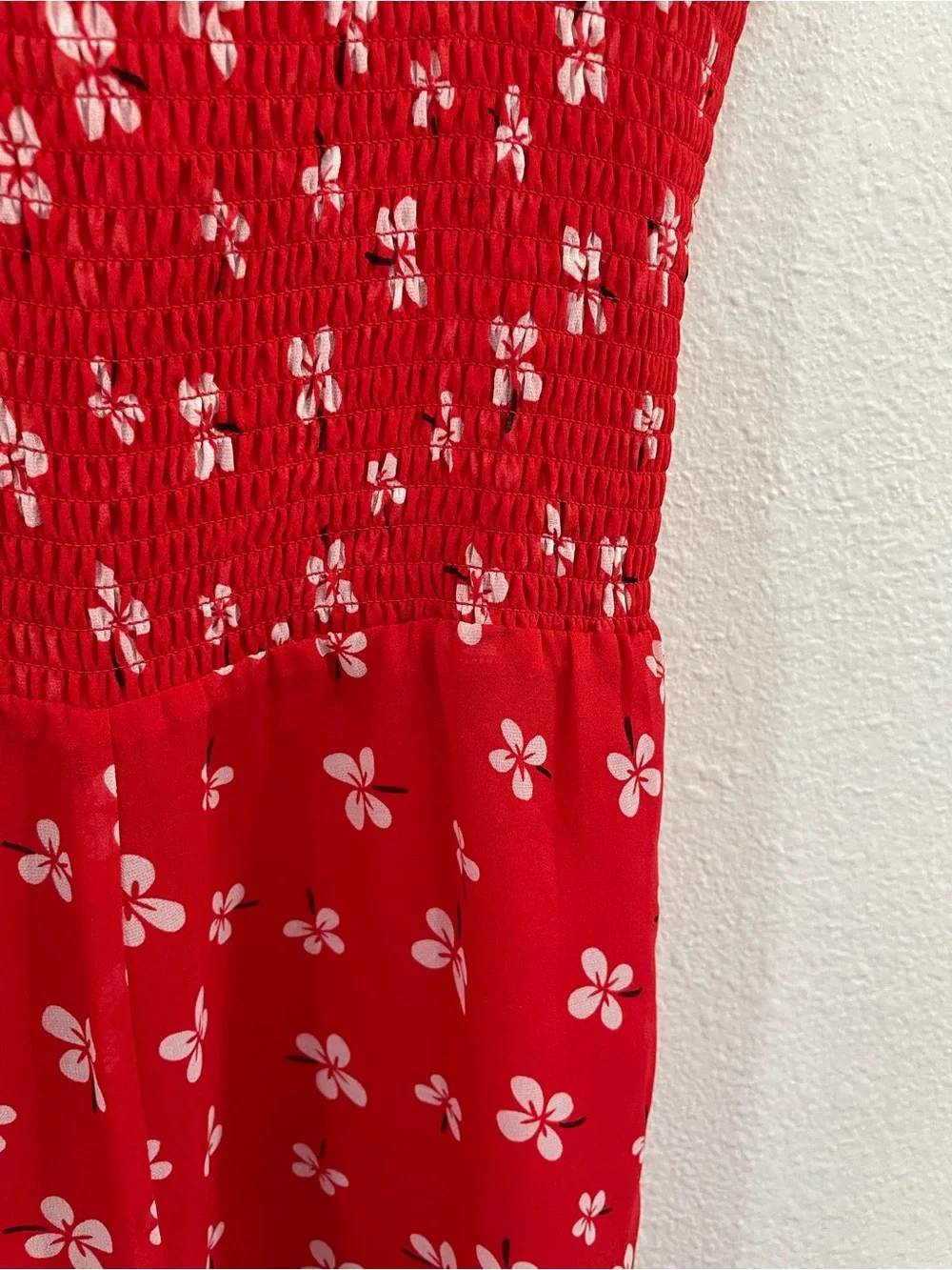 Bardot floral lightweight jumpsuit red feminine stretch preppy